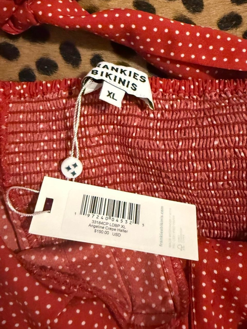 Frankie’s Bikinis Red Polka Dot Halter- size xl - Picture 4 of 5